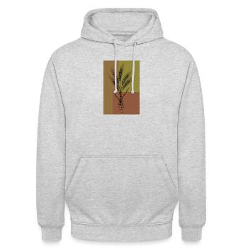 Weizen Ähren Line Art – Botanisches Design - Unisex Hoodie - Hellgrau meliert - Vorne - Alina (178cm) & Michal (187cm)