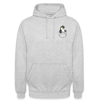 Pinguin Tasche - Pinguin in meiner Tasche - Unisex Hoodie - Hellgrau meliert - Vorne - Alina (178cm) & Michal (187cm)