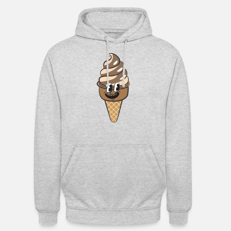 Retro Cartoon Eiscreme - Unisex Hoodie - Hellgrau meliert