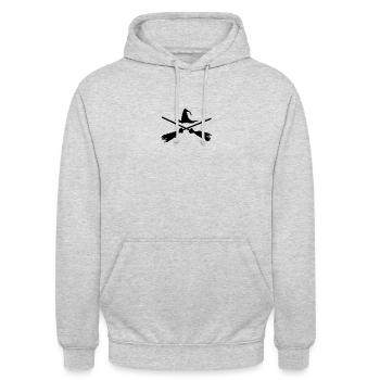 Traverser avec balai - Sweat-shirt à capuche unisexe - gris clair chiné - Devant - Alina (178cm) & Michal (187cm)