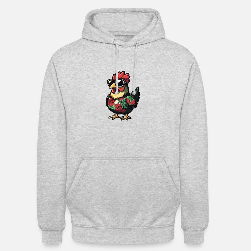 Poulet Bande Dessinée Cool Été - Sweat-shirt à capuche unisexe - gris clair chiné