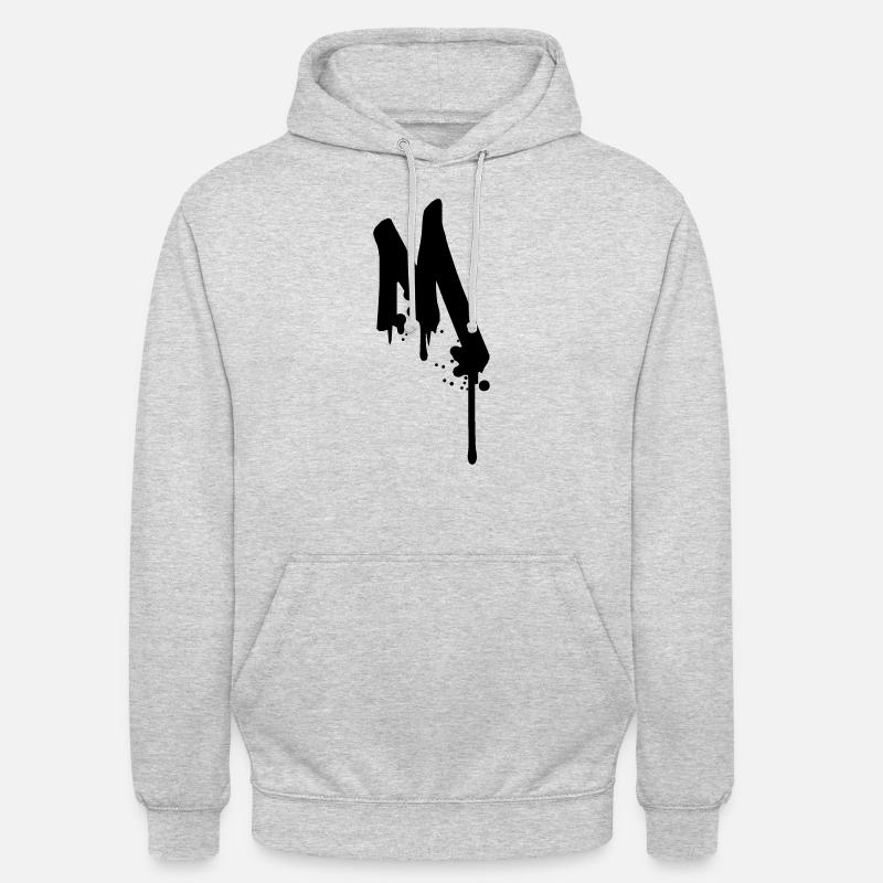 M graffiti gouttes Farbklex spray - Sweat-shirt à capuche unisexe - gris clair chiné