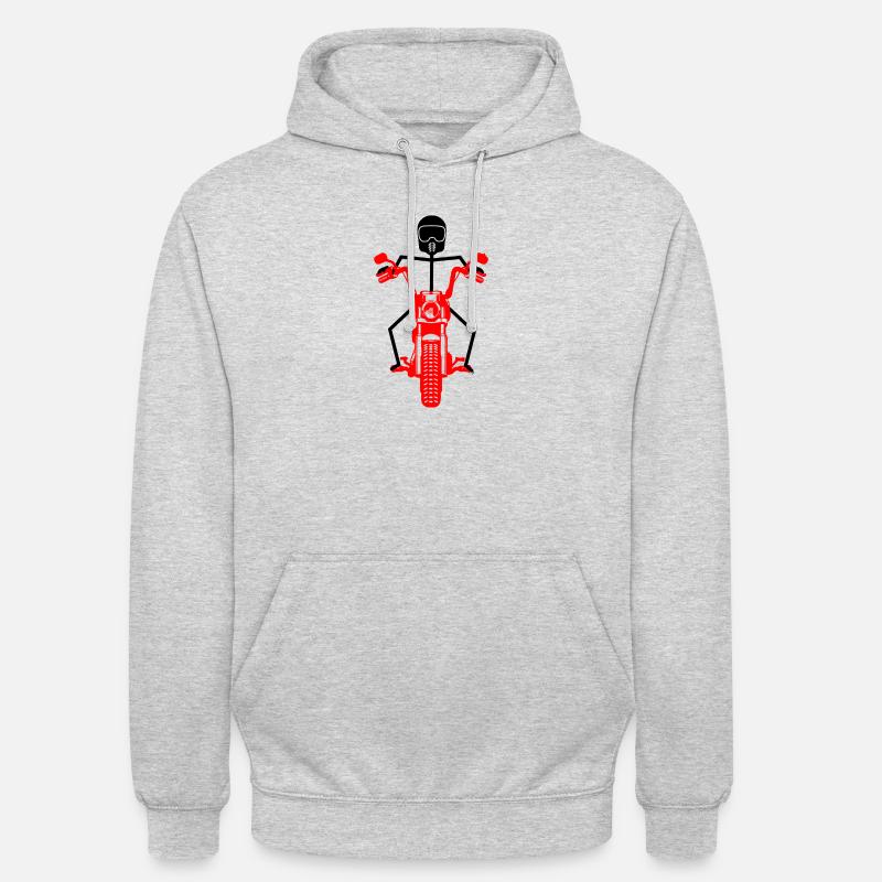 Schwarze Strichmännchen mit rotem Motor - Unisex Hoodie - Hellgrau meliert