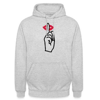 Bouche chut - Sweat-shirt à capuche unisexe - gris clair chiné - Devant - Alina (178cm) & Michal (187cm)