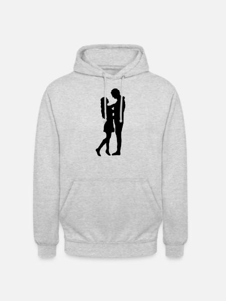 Liebe - Paar - Unisex Hoodie - Hellgrau meliert