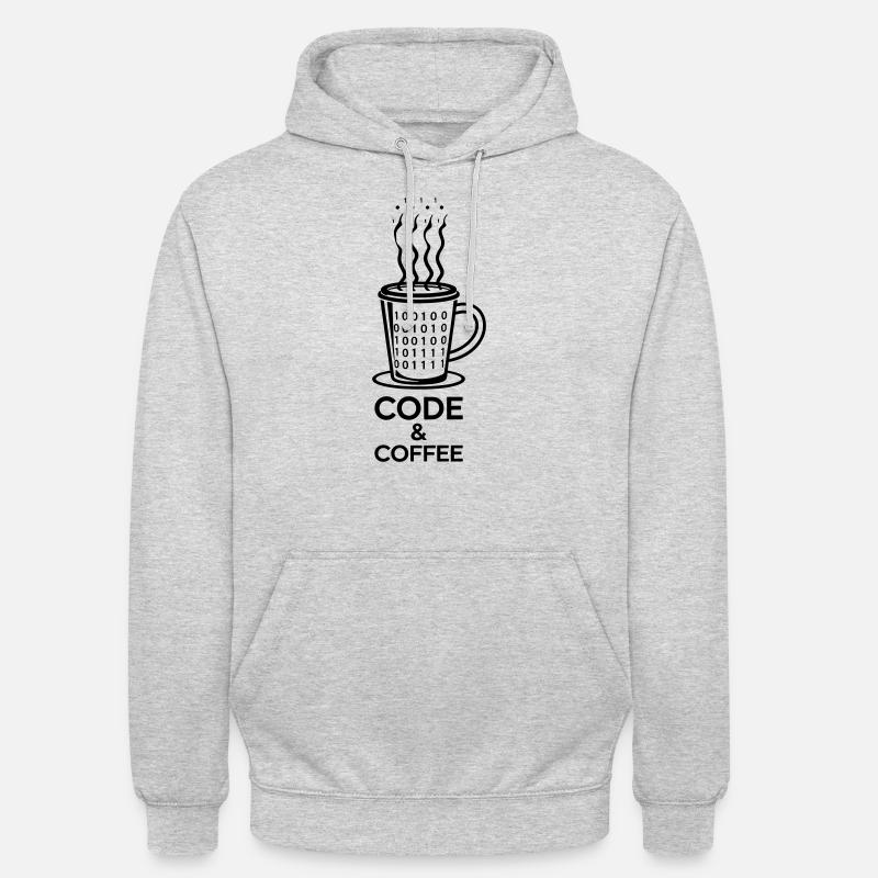 Code & Café – Duo Parfait - Sweat-shirt à capuche unisexe - gris clair chiné