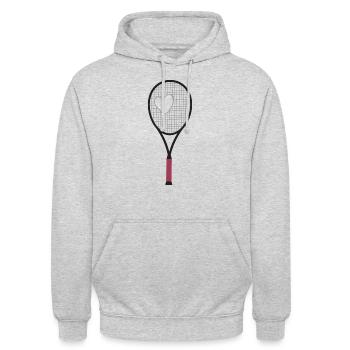 Tennis Match Balle Court de tennis Raquette de tennis - Sweat-shirt à capuche unisexe - gris clair chiné - Devant - Alina (178cm) & Michal (187cm)