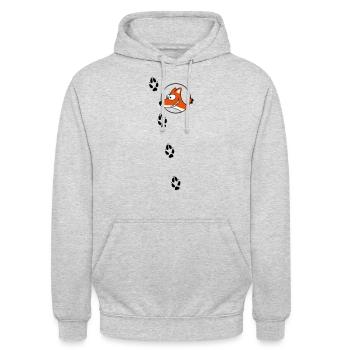 Fuchs Spuren - Unisex Hoodie - Hellgrau meliert - Vorne - Alina (178cm) & Michal (187cm)