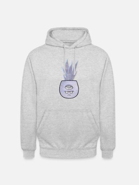 Hanfpflanze im Zyklop Topf - Unisex Hoodie - Hellgrau meliert