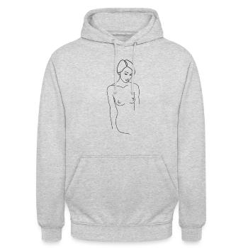 Minimalist linear drawing. - Unisex Hoodie - light heather grey - Front - Alina (178cm) & Michal (187cm)