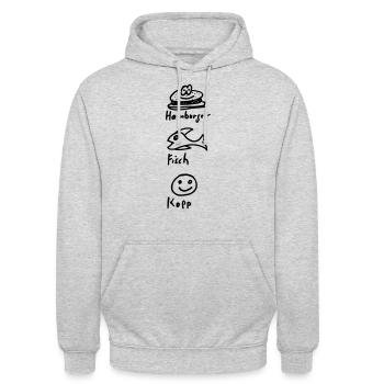 Hamburger Fischkopp - Unisex Hoodie - Hellgrau meliert - Vorne - Alina (178cm) & Michal (187cm)
