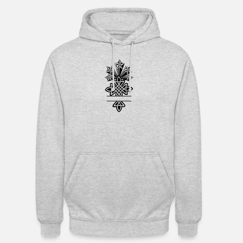 Monogramme de croix celtique cinq étoiles - Sweat-shirt à capuche unisexe - gris clair chiné
