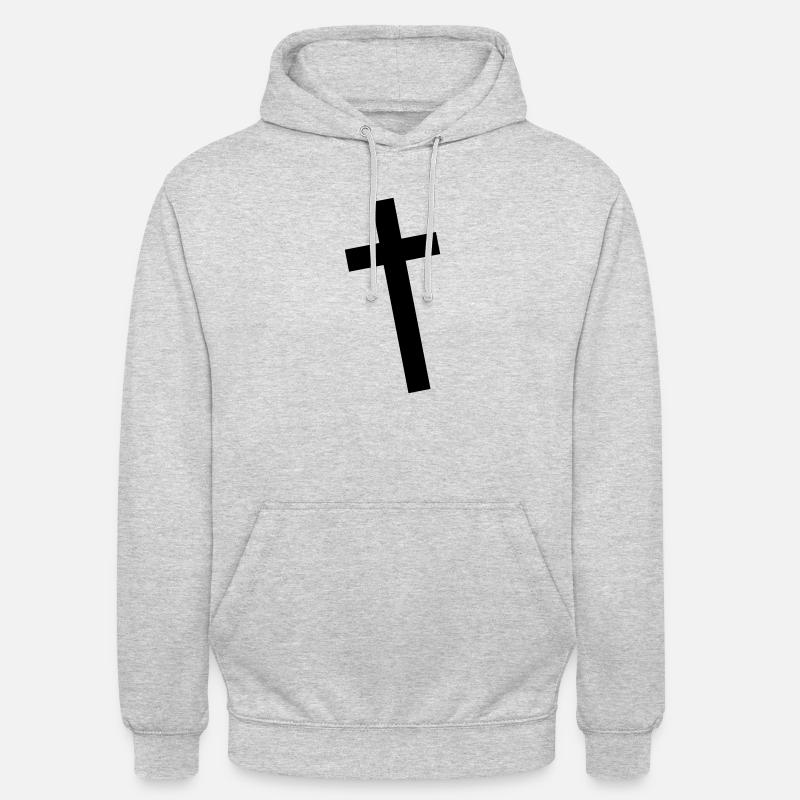 Crucifix diagonale croix rétro - Sweat-shirt à capuche unisexe - gris clair chiné