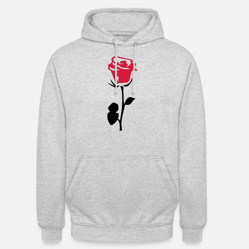 rosa Blume - Unisex Hoodie - Hellgrau meliert