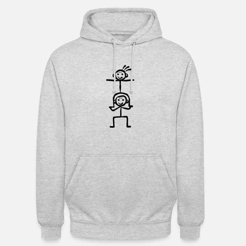 Exploit acrobatique entre amis père et fils - Sweat-shirt à capuche unisexe - gris clair chiné