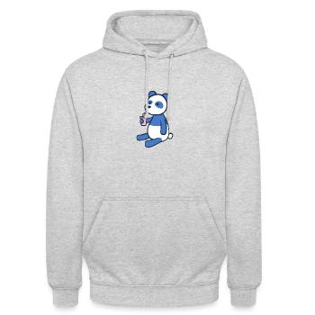 blue panda bear milkshake - Unisex Hoodie - light heather grey - Front - Alina (178cm) & Michal (187cm)