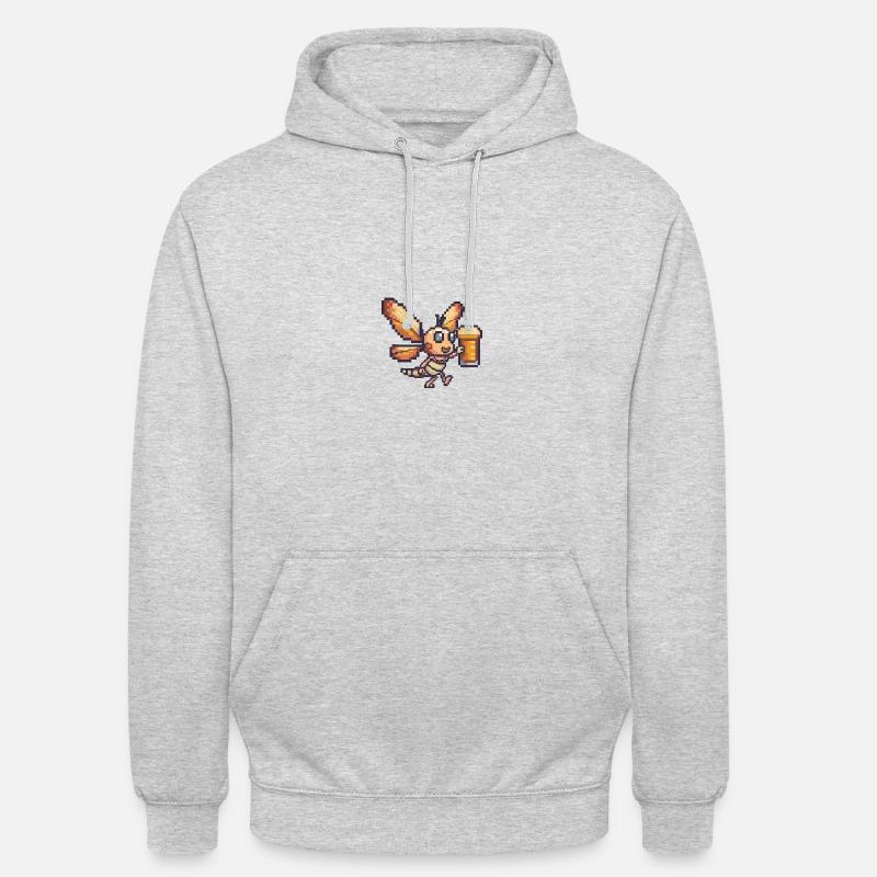 Libellule bière pixel - Sweat-shirt à capuche unisexe - gris clair chiné
