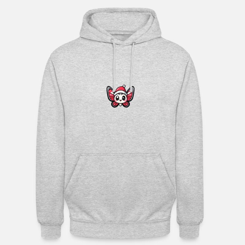Papillon Noël Mignon - Sweat-shirt à capuche unisexe - gris clair chiné