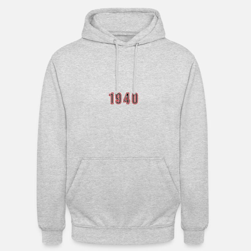 1940 Numéro de l’année - Sweat-shirt à capuche unisexe - gris clair chiné