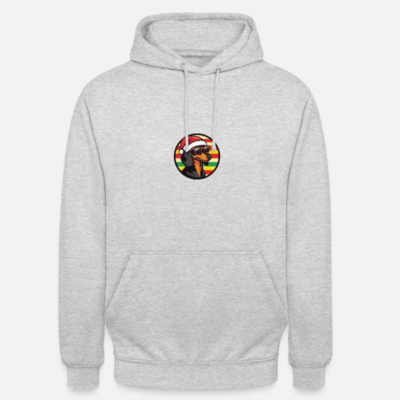 Teckel BadgerDog Noël Cool - Sweat-shirt à capuche unisexe - gris clair chiné