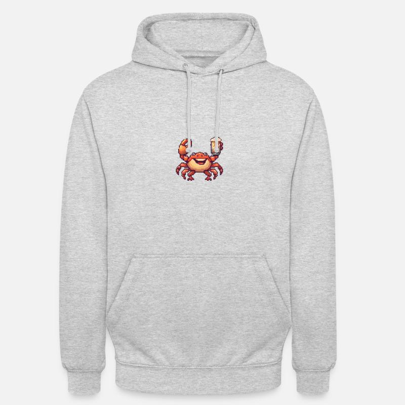 Krebs Krabbe Bier Pixel - Unisex Hoodie - Hellgrau meliert