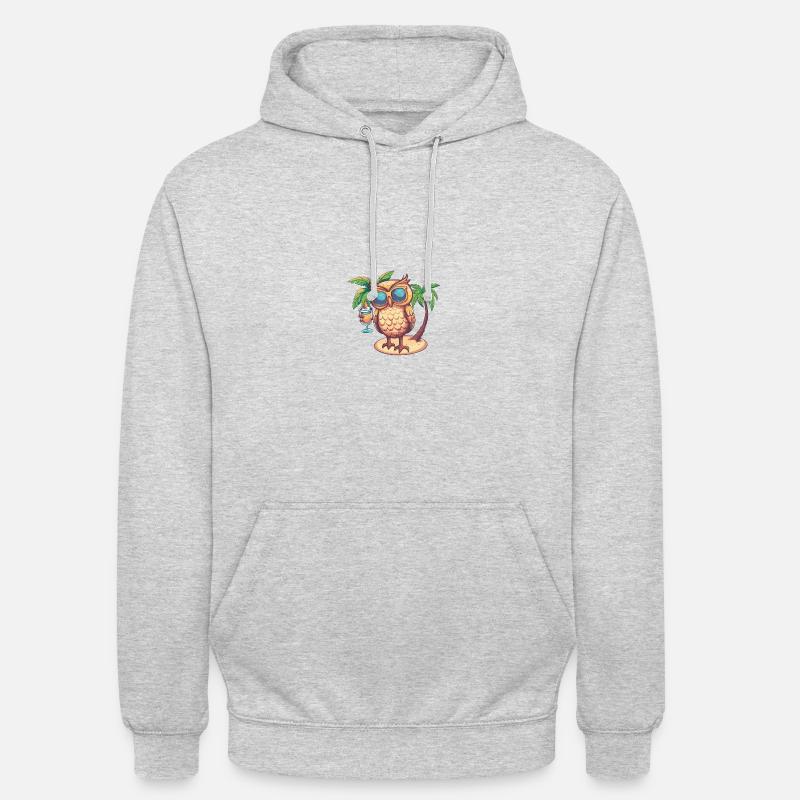 Eule Sommer Strand Comic - Unisex Hoodie - Hellgrau meliert