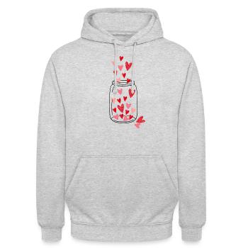 Valentines jar with hearts - Unisex Hoodie - Hellgrau meliert - Vorne - Alina (178cm) & Michal (187cm)
