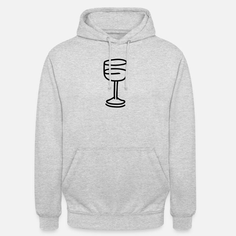 Weinglas - line - Unisex Hoodie - Hellgrau meliert