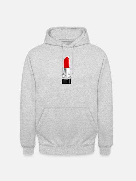 lipstick - Lippenstift rot - Unisex Hoodie - Hellgrau meliert