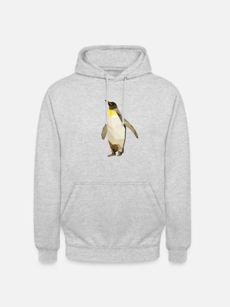 Pinguin Low Poly - Unisex Hoodie - Hellgrau meliert