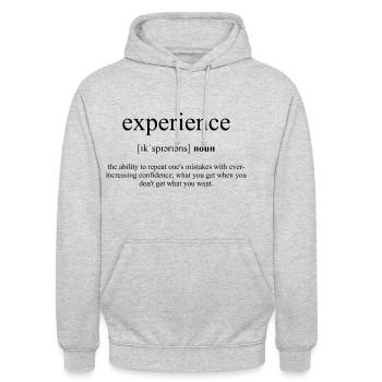 Experience | Erfahrung Definition Dictionary - Unisex Hoodie - Hellgrau meliert - Vorne - Alina (178cm) & Michal (187cm)