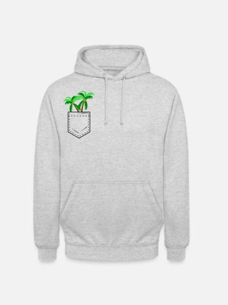 Hemdtasche mit Palme - Unisex Hoodie - Hellgrau meliert