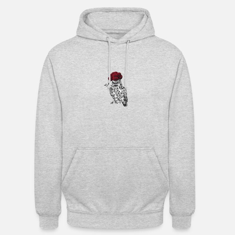 🦉 Eule mit Bollenhut 🌳 - Unisex Hoodie - Hellgrau meliert