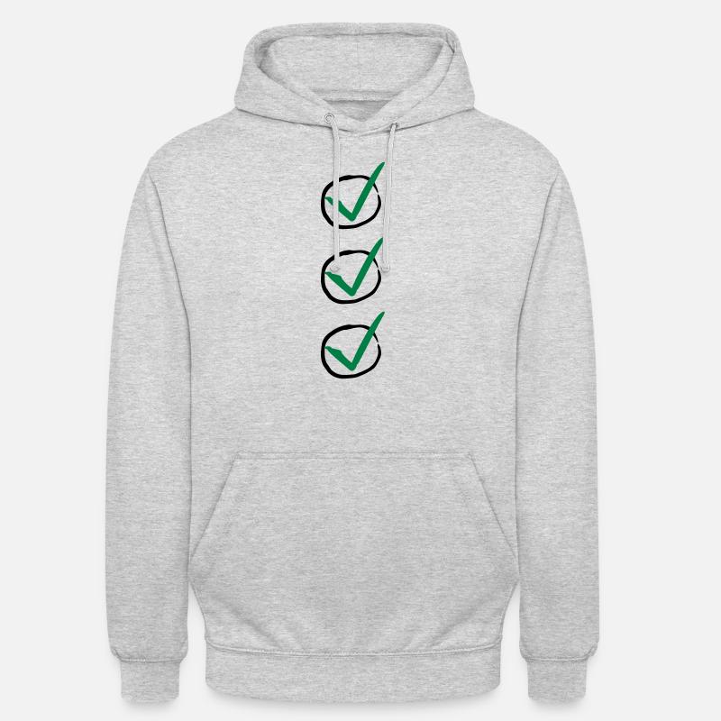 Three Checkmarks - Sweat-shirt à capuche unisexe - gris clair chiné