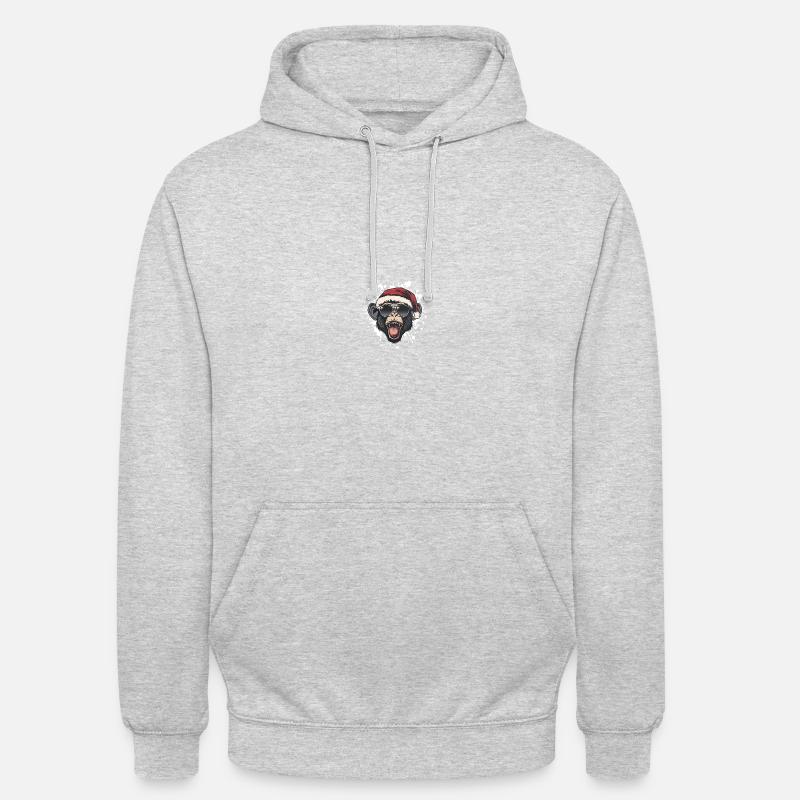 Singe Noël Drôle - Sweat-shirt à capuche unisexe - gris clair chiné