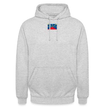 974 Ker Kreol - MAHAVELI Flagge - Unisex Hoodie - Hellgrau meliert - Vorne - Alina (178cm) & Michal (187cm)
