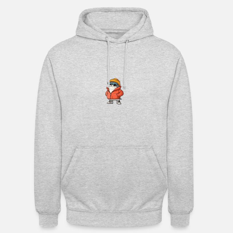 Robbe Tier Winter Comic - Unisex Hoodie - Hellgrau meliert