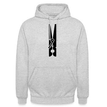 Wäscheklammer / Clothes Peg (1c) - Unisex Hoodie - Hellgrau meliert - Vorne - Alina (178cm) & Michal (187cm)