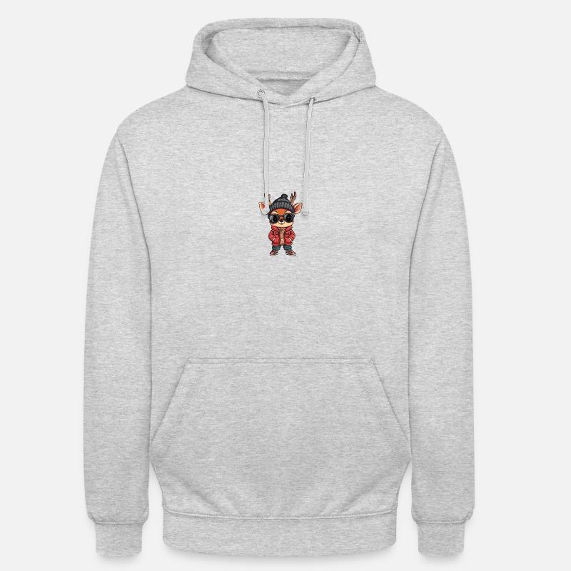 Hirsch Winter Comic - Unisex Hoodie - Hellgrau meliert