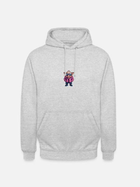 Gris vinter tegneserie villsvin - Unisex-hettegenser - lysgrå melert