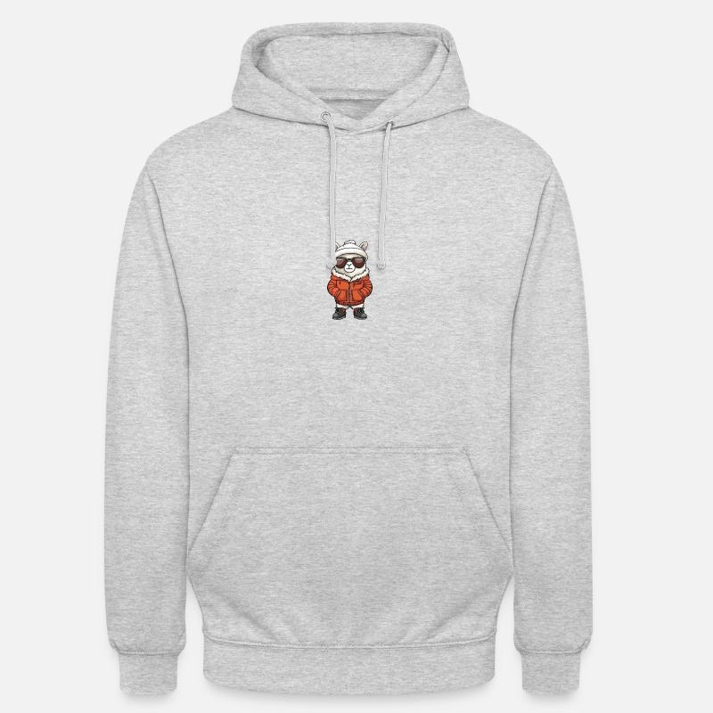 Alpaka Llama Winter Comic - Unisex Hoodie - Hellgrau meliert