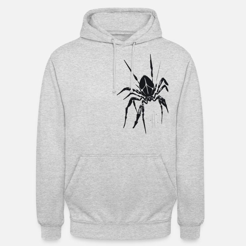 Araignée, Noir, Tarentule, Illustration - Sweat-shirt à capuche unisexe - gris clair chiné