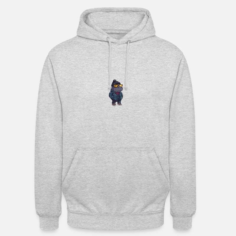 Nilpferd Winter Comic - Unisex Hoodie - Hellgrau meliert