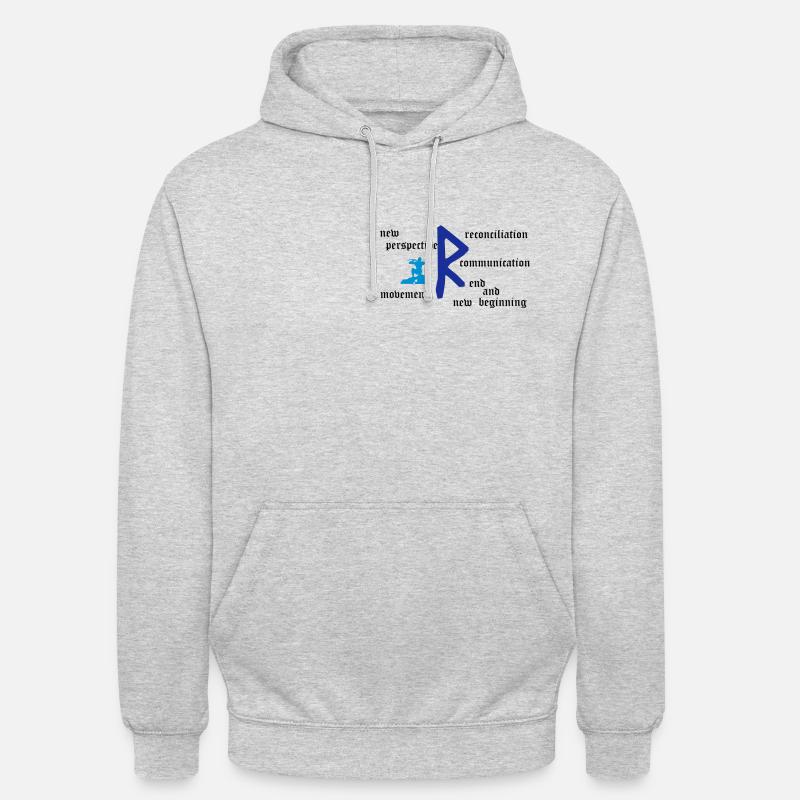 Runa "Raidho" (engl.) - Unisex Hoodie - Hellgrau meliert