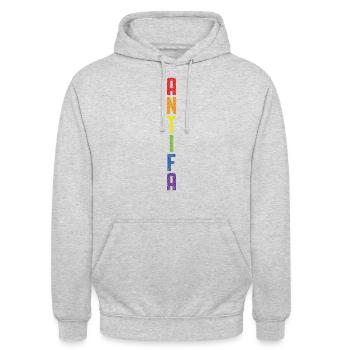 Antifa-Stolz - Unisex Hoodie - Hellgrau meliert - Vorne - Alina (178cm) & Michal (187cm)