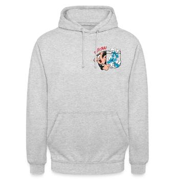Die Schlümpfe Gargamel Gotcha - Unisex Hoodie - Hellgrau meliert - Vorne - Alina (178cm) & Michal (187cm)