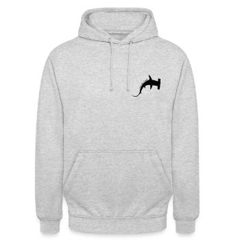 Requin Marteau - Sauvez nos requins - Sweat-shirt à capuche unisexe - gris clair chiné - Devant - Alina (178cm) & Michal (187cm)
