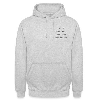 La vie, c’est les bananes, gardez les yeux ouverts - Sweat-shirt à capuche unisexe - gris clair chiné - Devant - Alina (178cm) & Michal (187cm)
