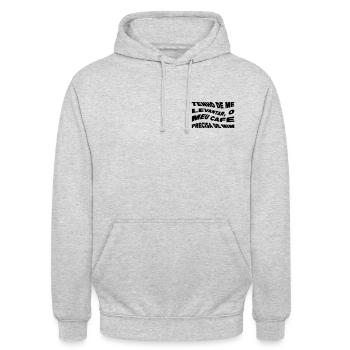Tenho de me levantar, o meu café precisa de mim - Sweat-shirt à capuche unisexe - gris clair chiné - Devant - Alina (178cm) & Michal (187cm)