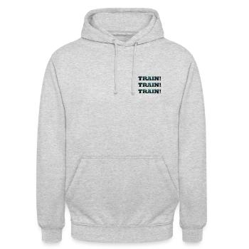 Train! / Training / trainiere! - Unisex Hoodie - Hellgrau meliert - Vorne - Alina (178cm) & Michal (187cm)